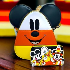 Mickey and Minnie Mouse Candy Corn Crossbody Bag and Matching zip Wallet